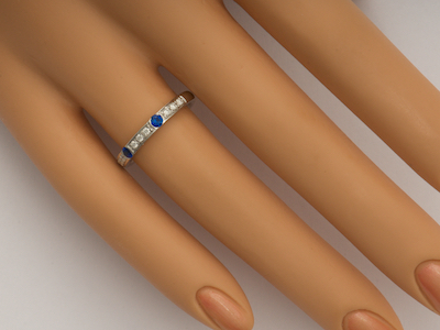 Blue Sapphire and Diamond Wedding Ring