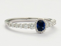 Petite Sapphire and Diamond Engagement Ring