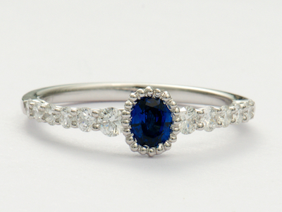 Petite Sapphire and Diamond Engagement Ring