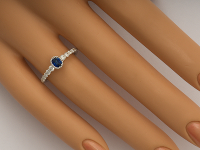 Petite Sapphire and Diamond Engagement Ring