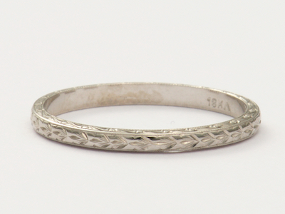 Antique Wedding Ring with Wheat and Scroll Design