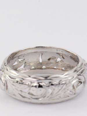 Vintage Wedding Ring with Flowers and Leaves