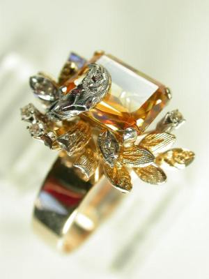 Antique Retro Citrine and Diamond Ring