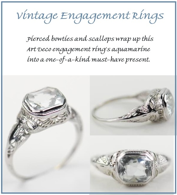 Aquamarine Vintage Engagement Ring